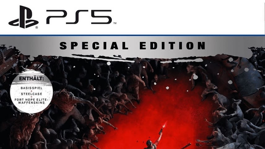 PS5 Schriftzeichen drunter Special Edition Schrift und darunter Enthält: Basis Spiel+ Steelcase + Fort Hope Elite Waffenkiste