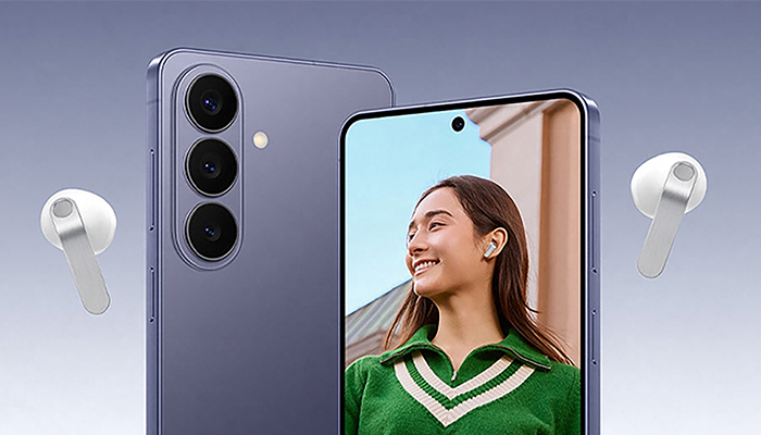 Collage des Galaxy S26, des Galaxy S26+ und der Galaxy Buds4.