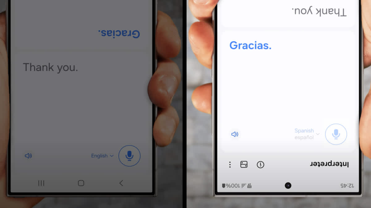 Ein Smartphone mit Echtzeit-Übersetzung von Galaxy AI.