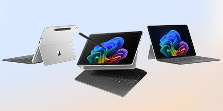 Drei Surface Pro sind abgebildet