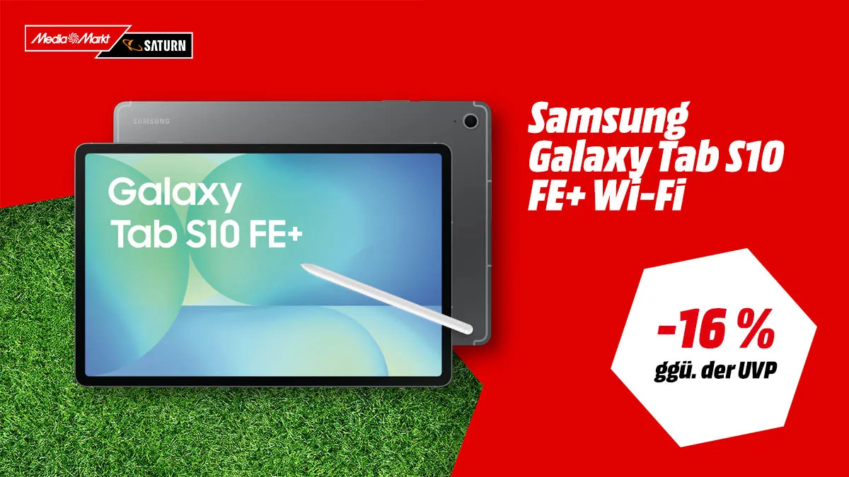 Samsung Galaxy Tab S10 FE+ Tablet in Grau mit 13,1-Zoll-Display, jetzt mit -16 % (ggü. der UVP) reduziert