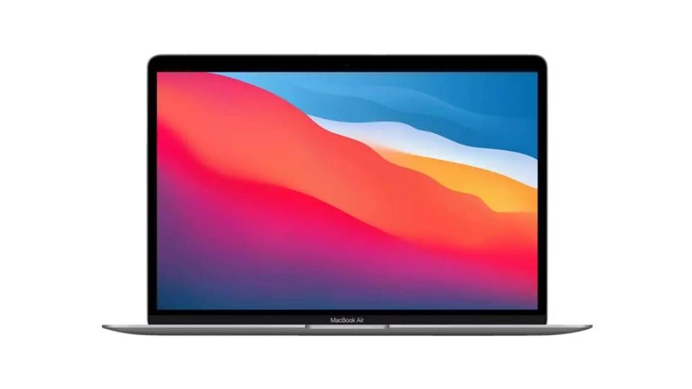 Ein aufgeklapptes MacBook Air mit Apple M1 von vorne