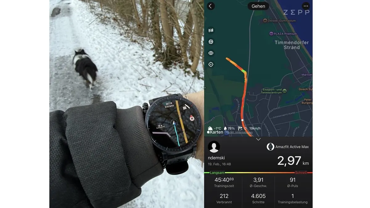 Niklas nutzt das GPS-Tracking mit der Amazfit Actice Max.