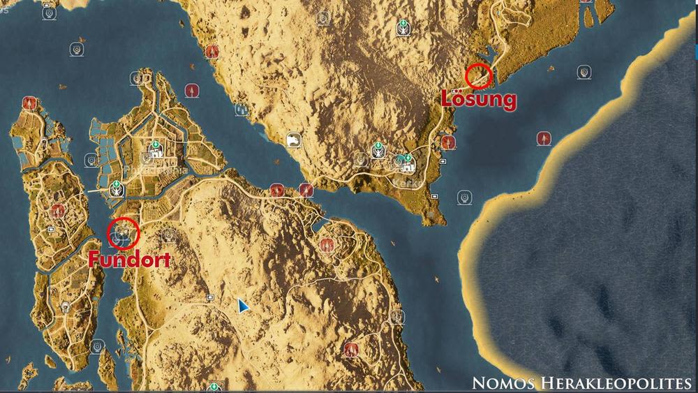 Faiyum – Bloß ein Gesetz-Rätsel: Standort auf der Ingame-Karte.