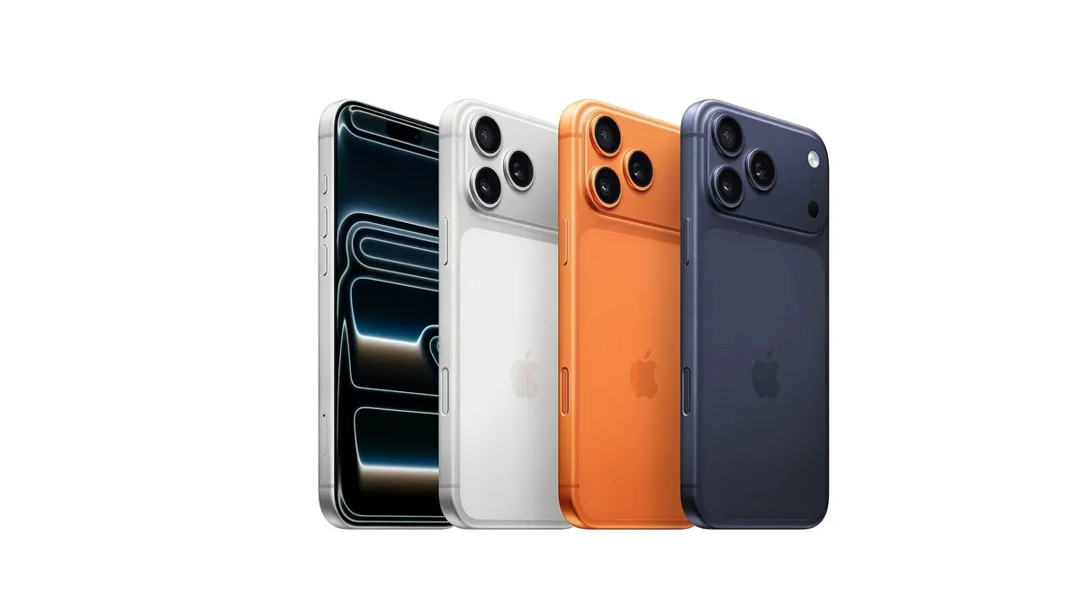Das iPhone 17 Pro in verschiedenen Farben nebeneinander.