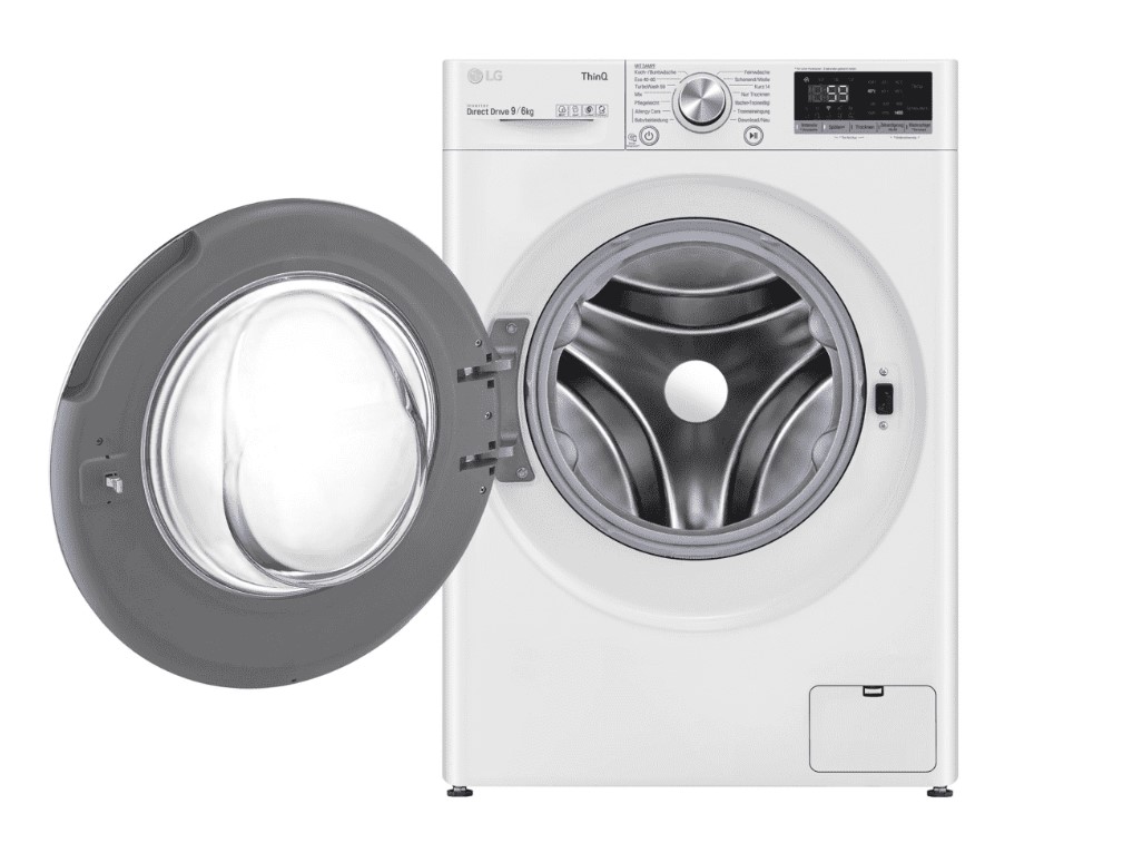 Mașina de spălat cu uscător LG V5WD961 oferă multe programe și funcții, cum ar fi WiFi, control inteligent și detectare AI
