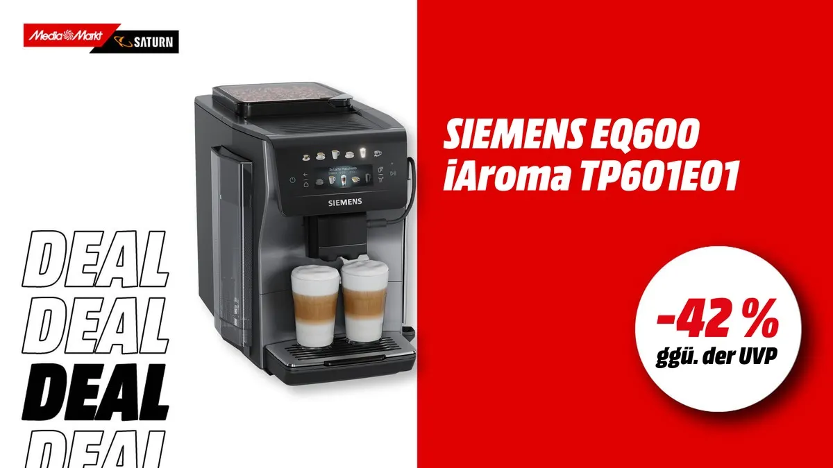 Siemens TP601E01 EQ600 iAroma Kaffeevollautomat in Grau, stark reduziert bei MediaMarkt