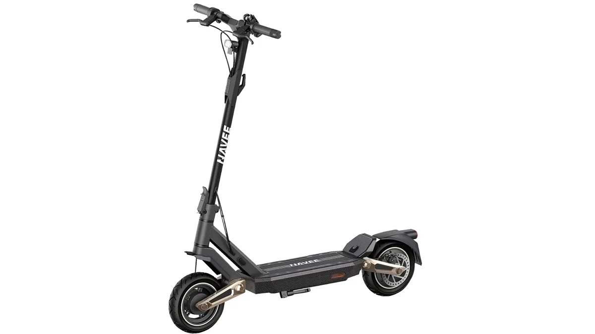 Der E-Scooter Navee ST3 Pro von der Seite betrachtet.