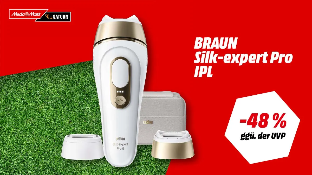 BRAUN Silk-expert Pro PL5210 IPL Epilierer in Weiß/Gold — WM-Angebot mit -48 % (ggü. der UVP)
