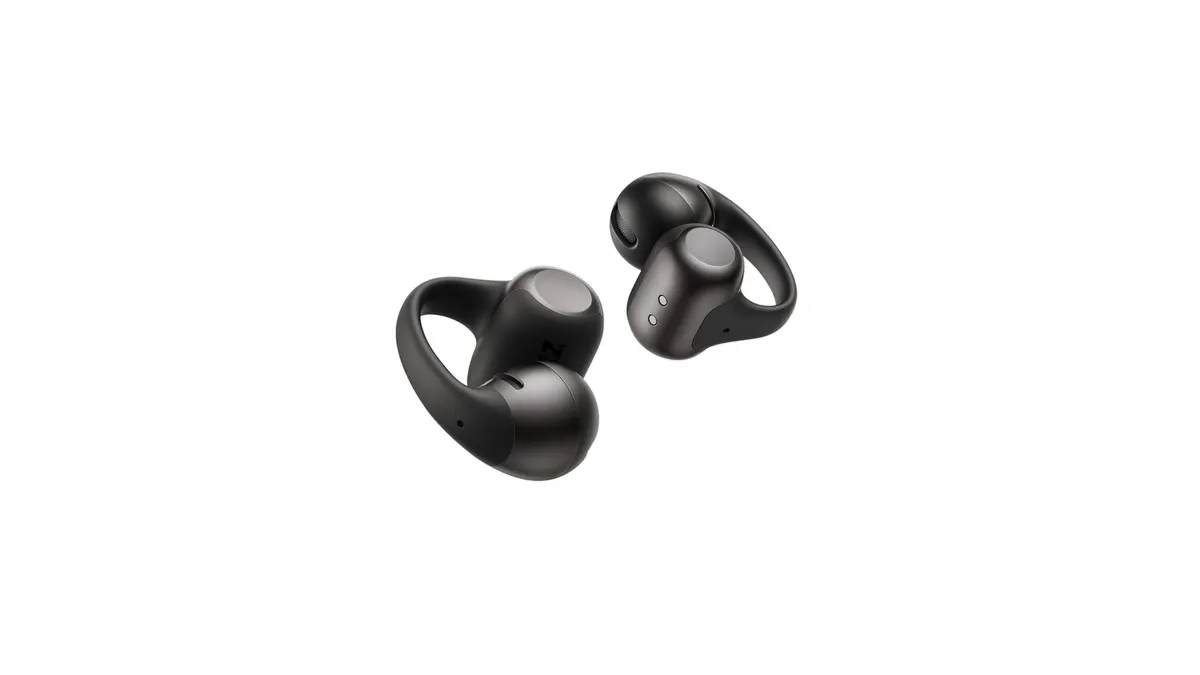 Die Open-Ear-Kopfhörer Shokz OpenDots 2 vor weißem Hintergrund.