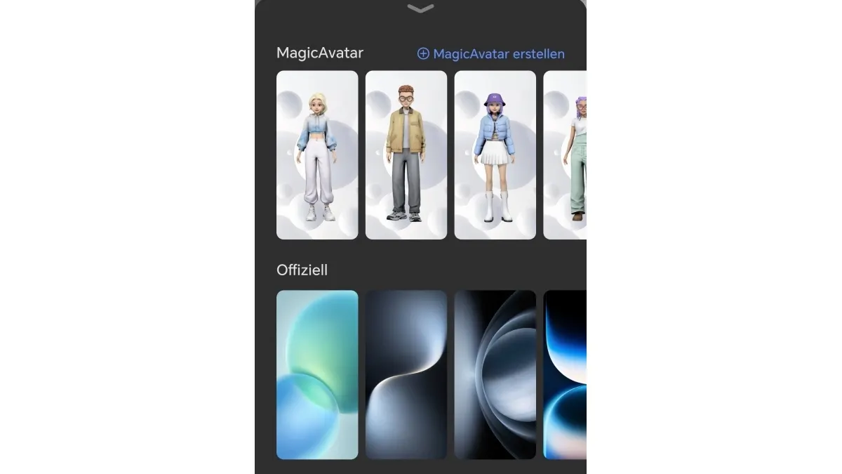 MagicAvatar-Menü des Honor Magic7 Pro.