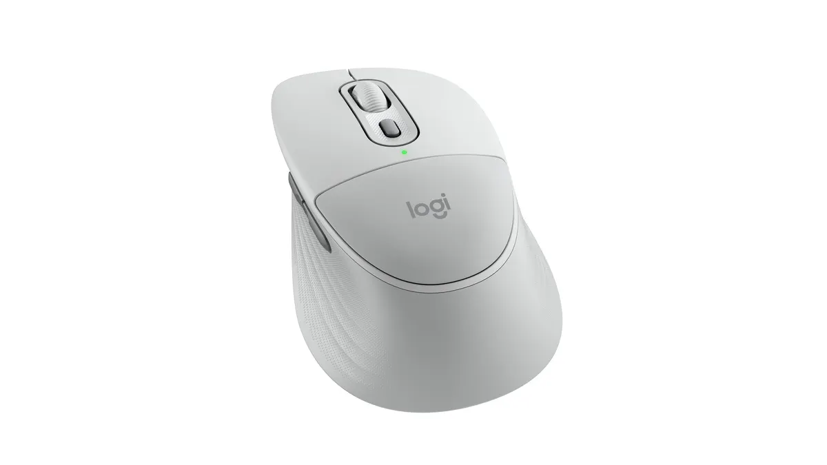 Detailansicht der Logitech Signature Comfort Plus M850 L mit Scrollrad, Zusatztaste und gepolsterter Handballenauflage.