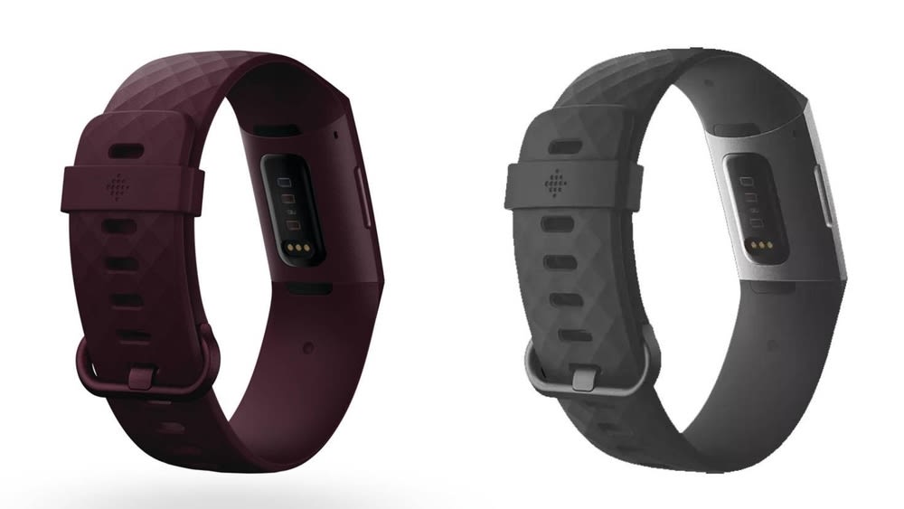 Tracker-Rückseite von lilafrabener Fitbit Charge 4 und schwarzer Fitbit Charge 3