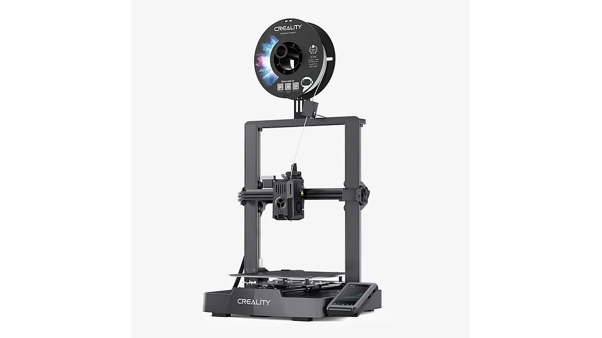Der 3D-Drucker Creality Ender-3 V3 KE vor weißem Hintergrund.