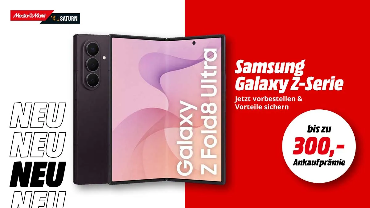 Entdecke das neue Samsung Galaxy Z Fold8 Ultra, Z Fold8 und Z Flip8 mit Google AI Pro und Vorbesteller-Vorteilen.