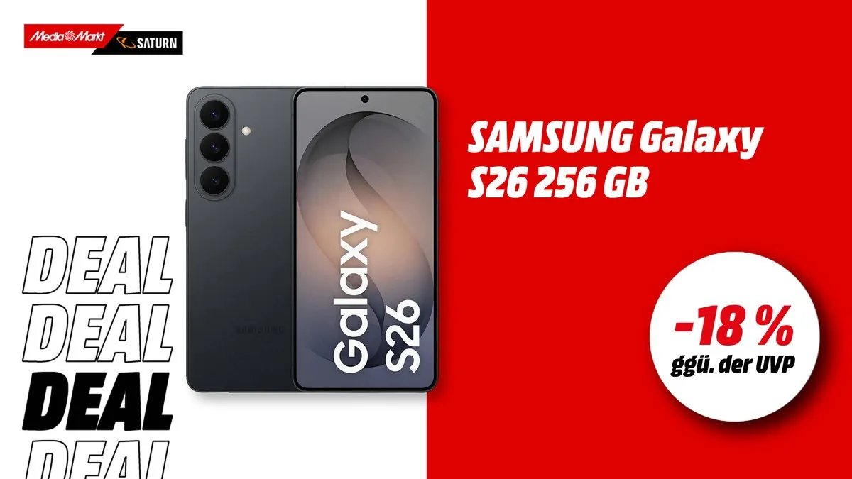 SAMSUNG Galaxy S26 Smartphone in Schwarz – stark reduziert bei MediaMarkt