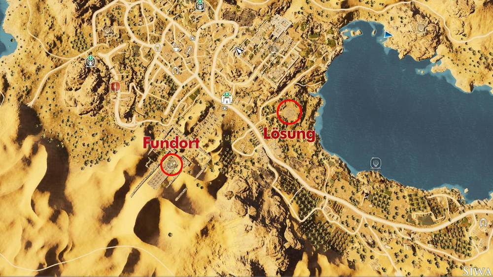 Siwa-Rätsel Standort auf der Ingame-Karte.