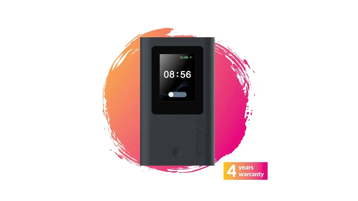 Der 5G-Router Strong 5G Mifax 1800 vor einem weißen Hintergrund.