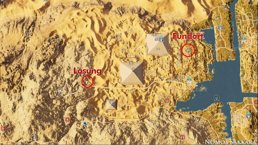 Giza – Steinpilze-Rätsel: Standort auf der Ingame-Karte.