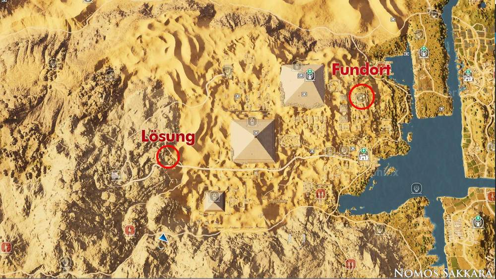 Giza – Steinpilze-Rätsel: Standort auf der Ingame-Karte.