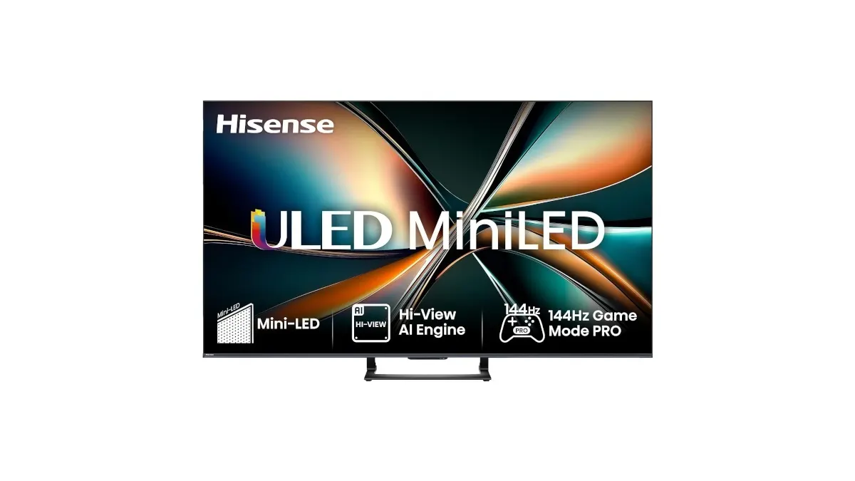 Der Hisense ULED 65U7Q vor weißem Hintergrund.