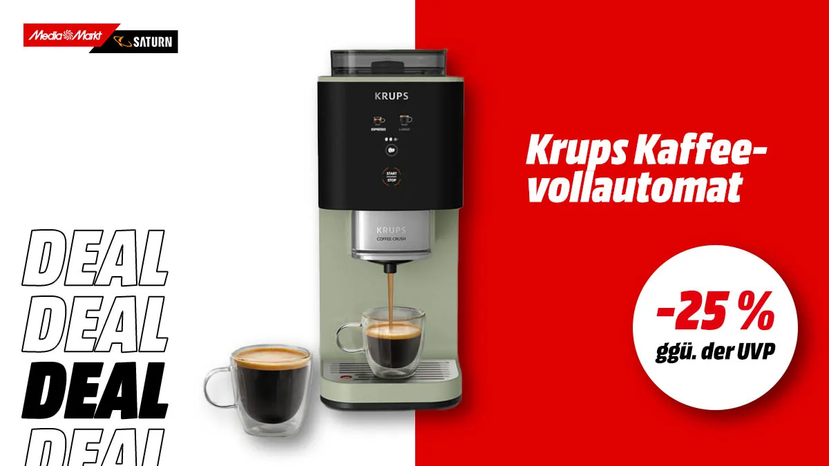 Krups SA401L Coffee Crush Kaffeevollautomat in Pistachio, aktuell mit -25 % (ggü. der UVP) reduziert