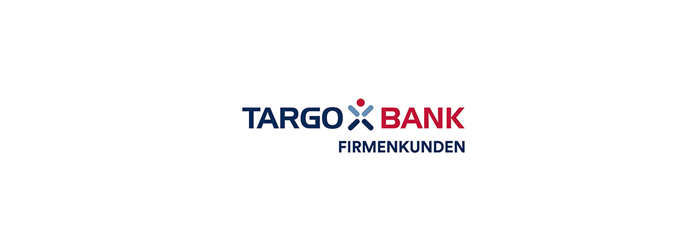 Das Logo der TARGOBANK Firmenkunden in Blau und Rot auf einem weißen Hintergrund.