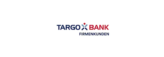 Das Logo der TARGOBANK Firmenkunden in Blau und Rot auf einem weißen Hintergrund.