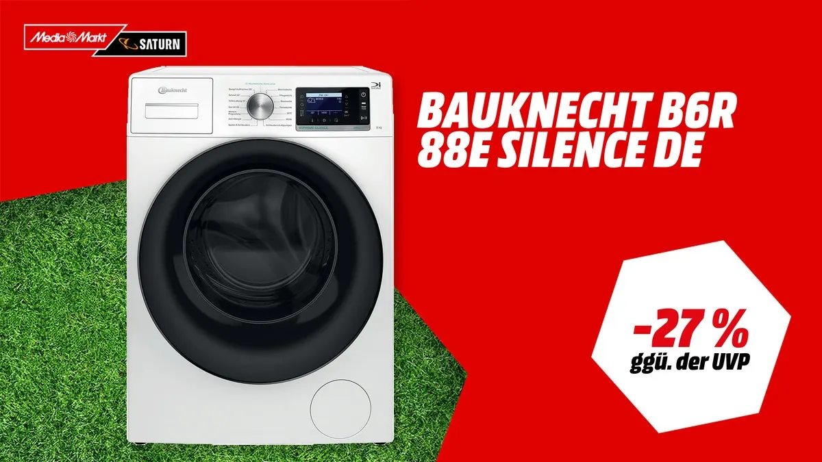 BAUKNECHT B6R 88E Waschmaschine in Weiß – WM-Angebot mit -27 % (ggü. der UVP) auf den UVP von 469,–€