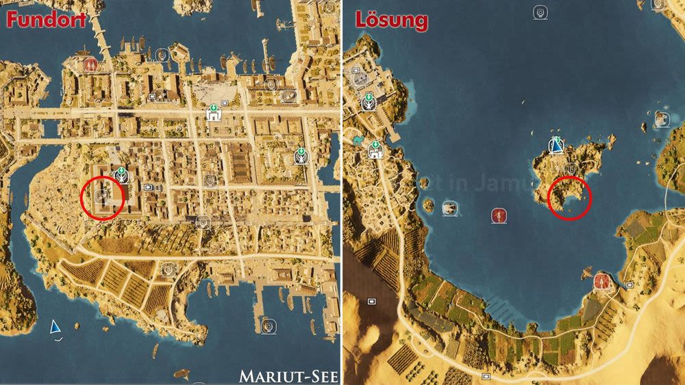 Alexandria – Blick des Steins-Rätsel: Standort auf der Ingame-Karte.