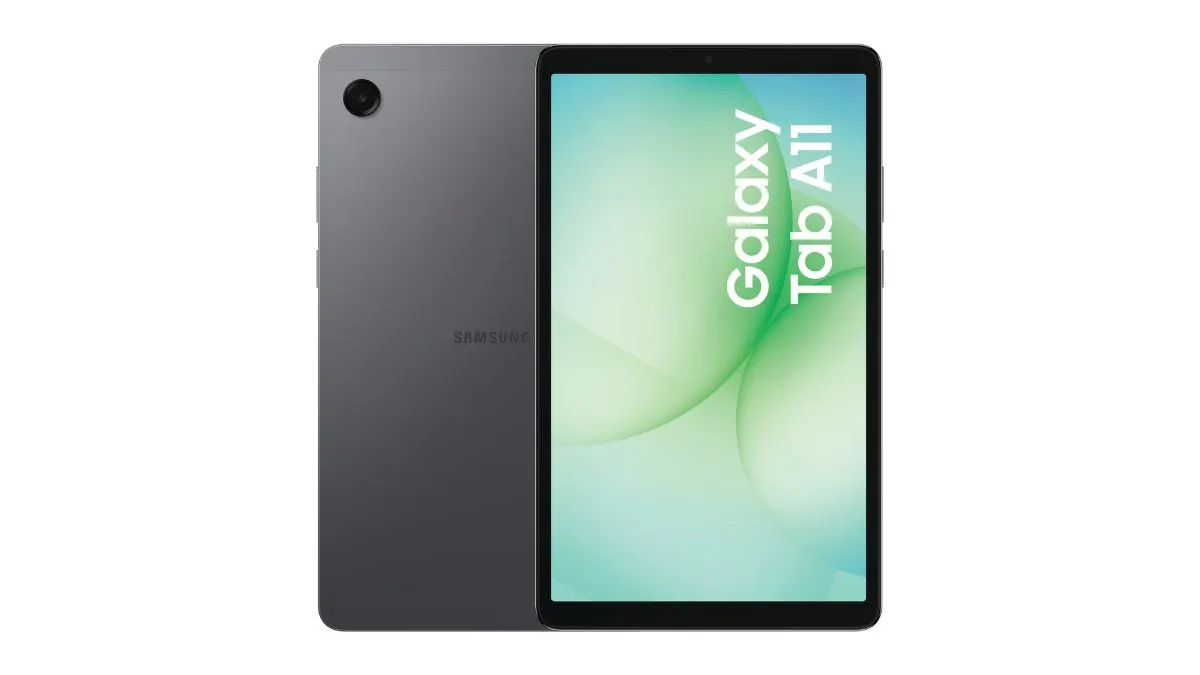 Das Tablet Samsung Galaxy Tab A11 vor weißem Hintergrund.