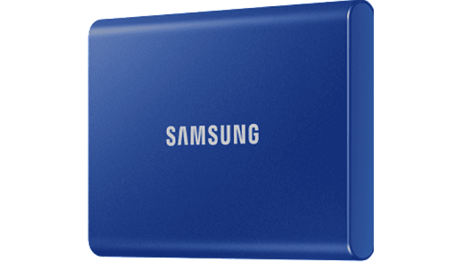 Samsung Portable SSD T7 Festplatte Ansicht von vorne und von der Seite