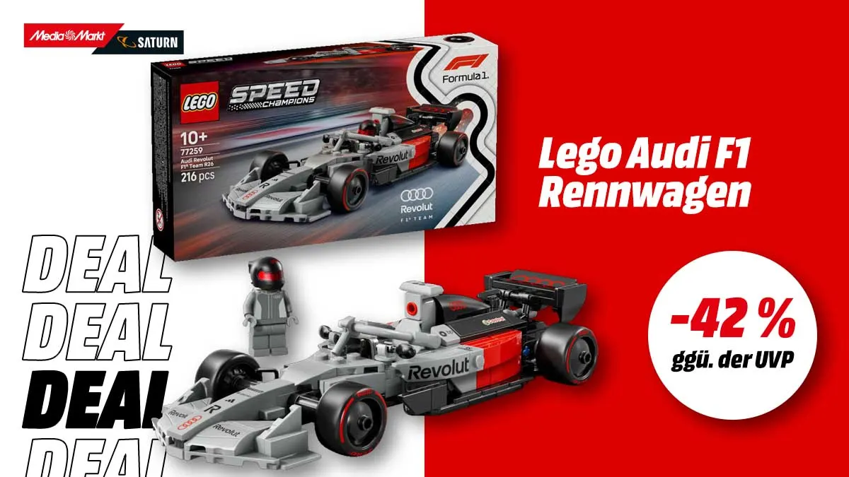 LEGO 77259 Audi Revolut F1 Team R26 Rennwagen Bausatz, aktuell mit -42 % (ggü. der UVP) reduziert