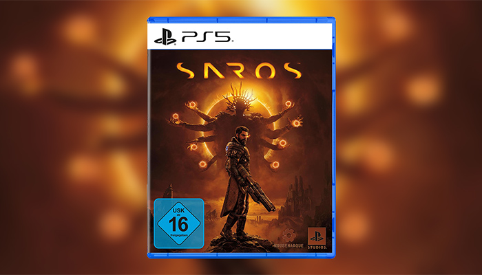 Packung des PlayStation 5-Spiels „Saros“. 