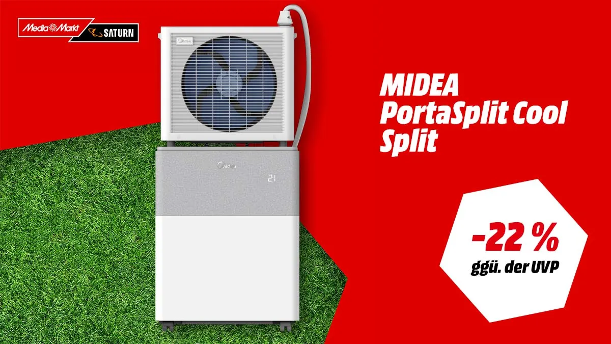 MIDEA PortaSplit Cool Split Klimaanlage in Weiß/Grau — WM-Angebot mit -22 % (ggü. der UVP)