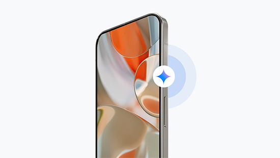 Seitliche Ansicht eines Smartphones mit Stern-Grafik