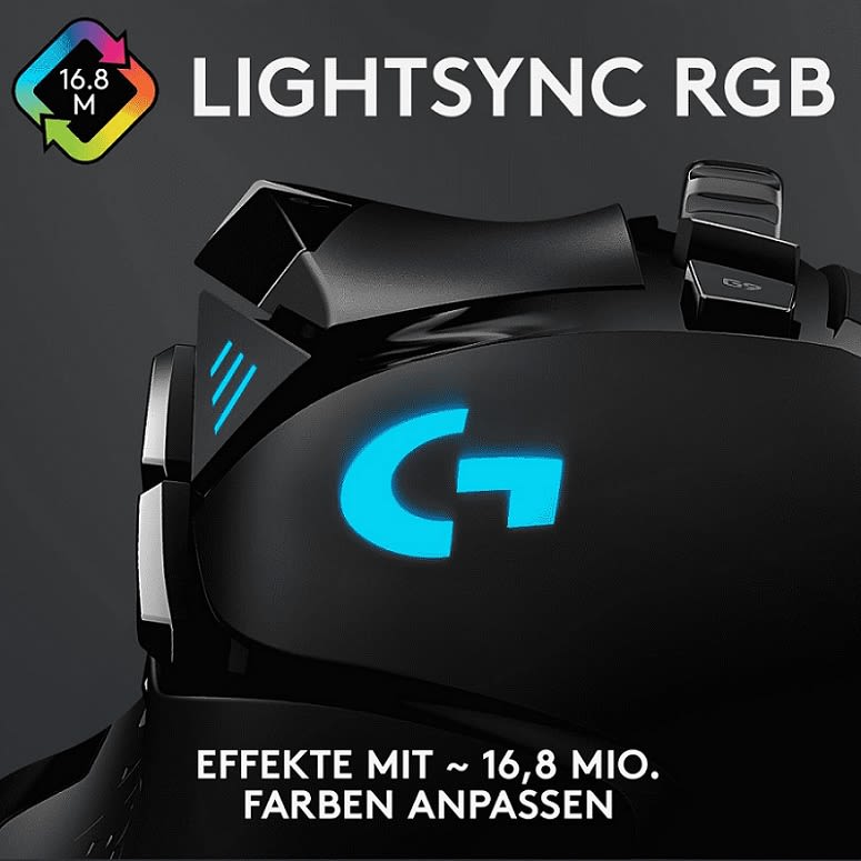 LOGITECH G502 HERO Gaming Maus mit LIGHTSYNC RGB mit circa 16,8 Millionen Farben