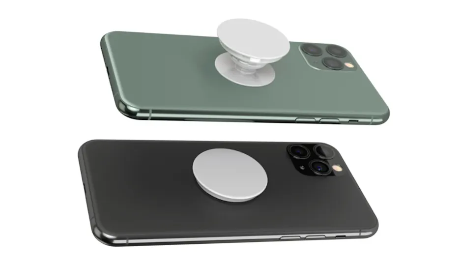 Zwei Telefone liegen übereinander; das obere ist grün mit einem weißen Griff, das untere ist schwarz mit einem grauen Griff.