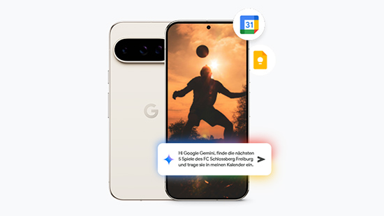 Auf dem Display eines Smartphones ist ein Kalendereintrag zu sehen, der mit KI erstellt wurde.