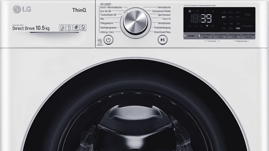 Die Programme und das Display der LG F4WV710P1E Waschmaschine