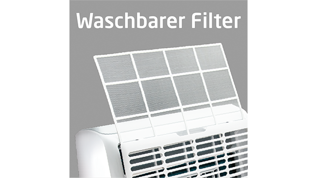 Der waschbare Filter ist einfach per Hand waschbar und kann so rückstandslos von Staub befreit werden.
