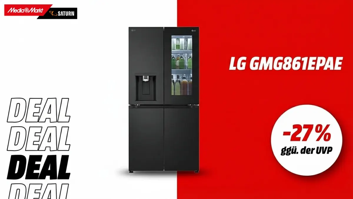 Der LG GMG861EPAE InstaView SLIM Multidoor Kühlschrank in der Farbe Essence Matte Black.