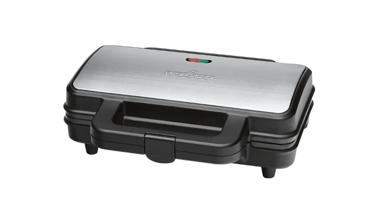 Der Sandwichmaker ProfiCook PC-ST 1092 von vorn auf weißem Hintergrund.