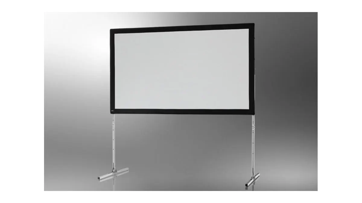 Die celexon Faltrahmen Leinwand Mobil Expert vor einem weißen Hintergrund.