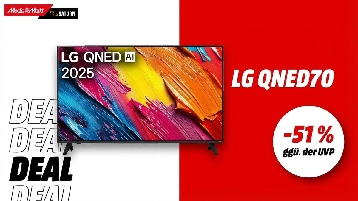 Der LG QNED70 Fernseher in der Frontansicht