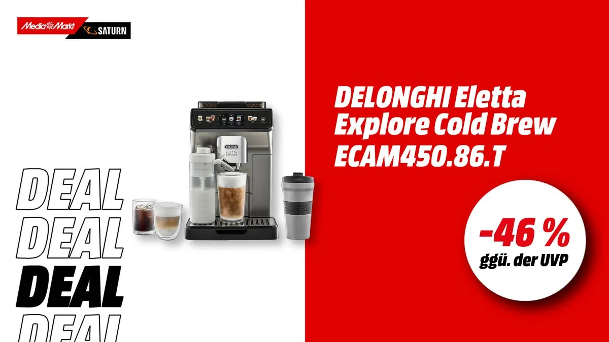 DeLonghi ECAM450.86.T Kaffeevollautomat in Titan – aktuell mit -46 % (ggü. der UVP) reduziert bei MediaMarkt