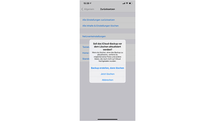 iPhone zurücksetzen Screenshot