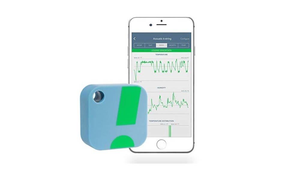 Smartphonedisplay mit Smart-Heizen-App Sensorpush Raumklimamonitor