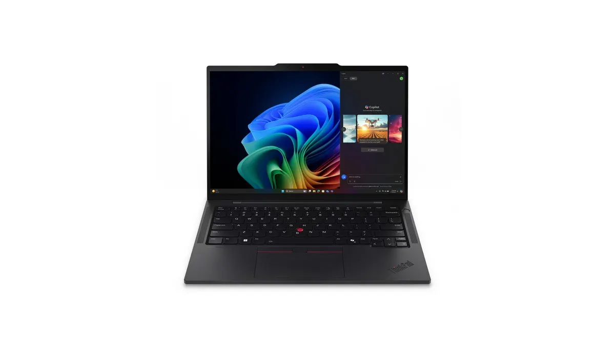 Das Lenovo ThinkPad T14s vor weißem Hintergrund.