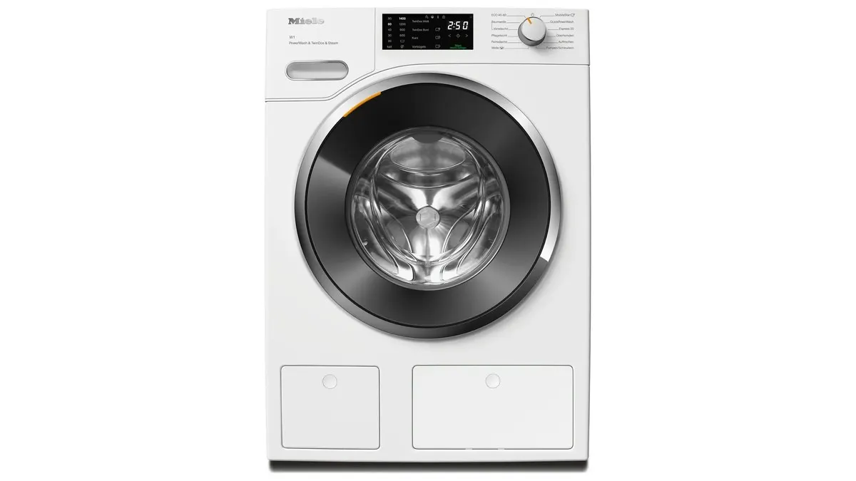 Die Waschmaschine Miele WWG 880 WPS vor weißem Hintergrund.